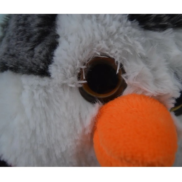 Gitzy Penguin Plush Stuffed Animal Toy Gray White Orange Red Scarf - Picture 2 of 7